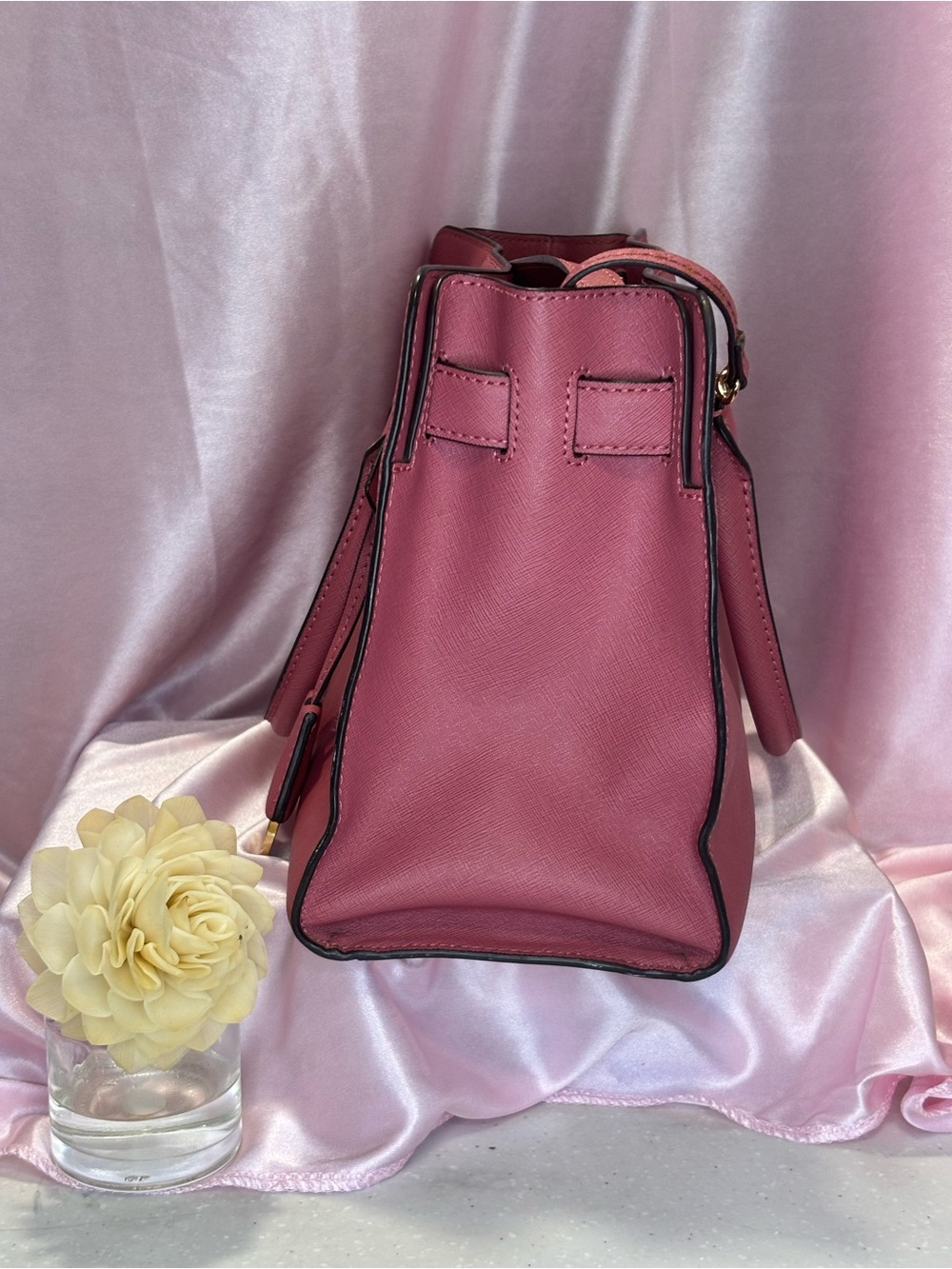 Michael Kors Rose Pink Saffiano Leather Satchel with Gold Hardware - Picture 2 of 10